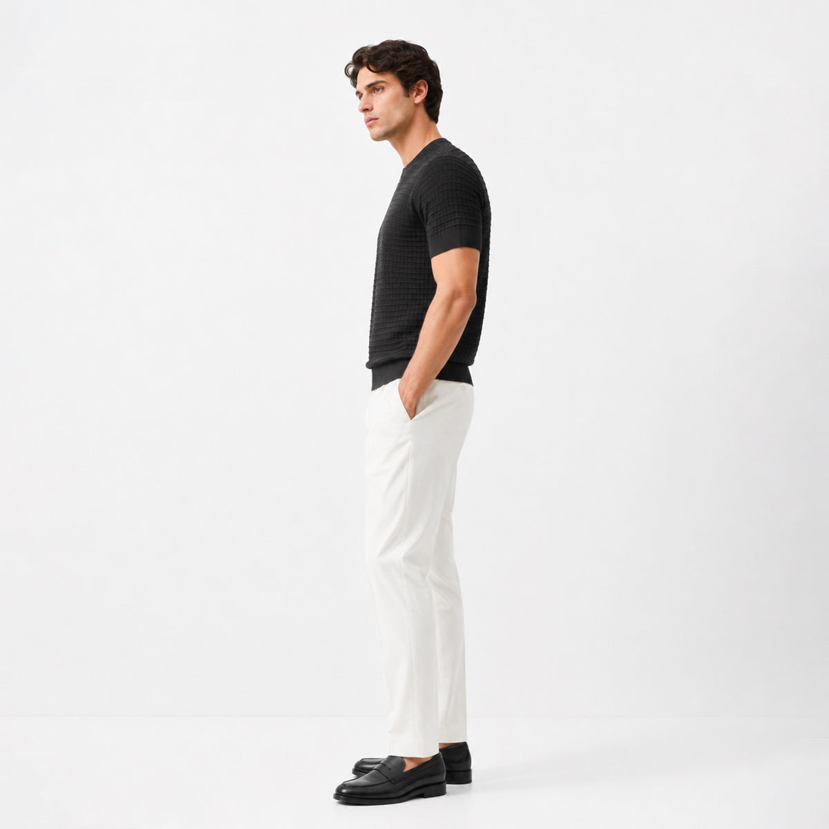 Massimo Dutti Men`s Crewneck T Shirt Black