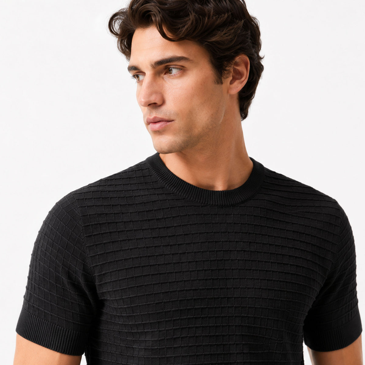 Massimo Dutti Men`s Crewneck T Shirt Black