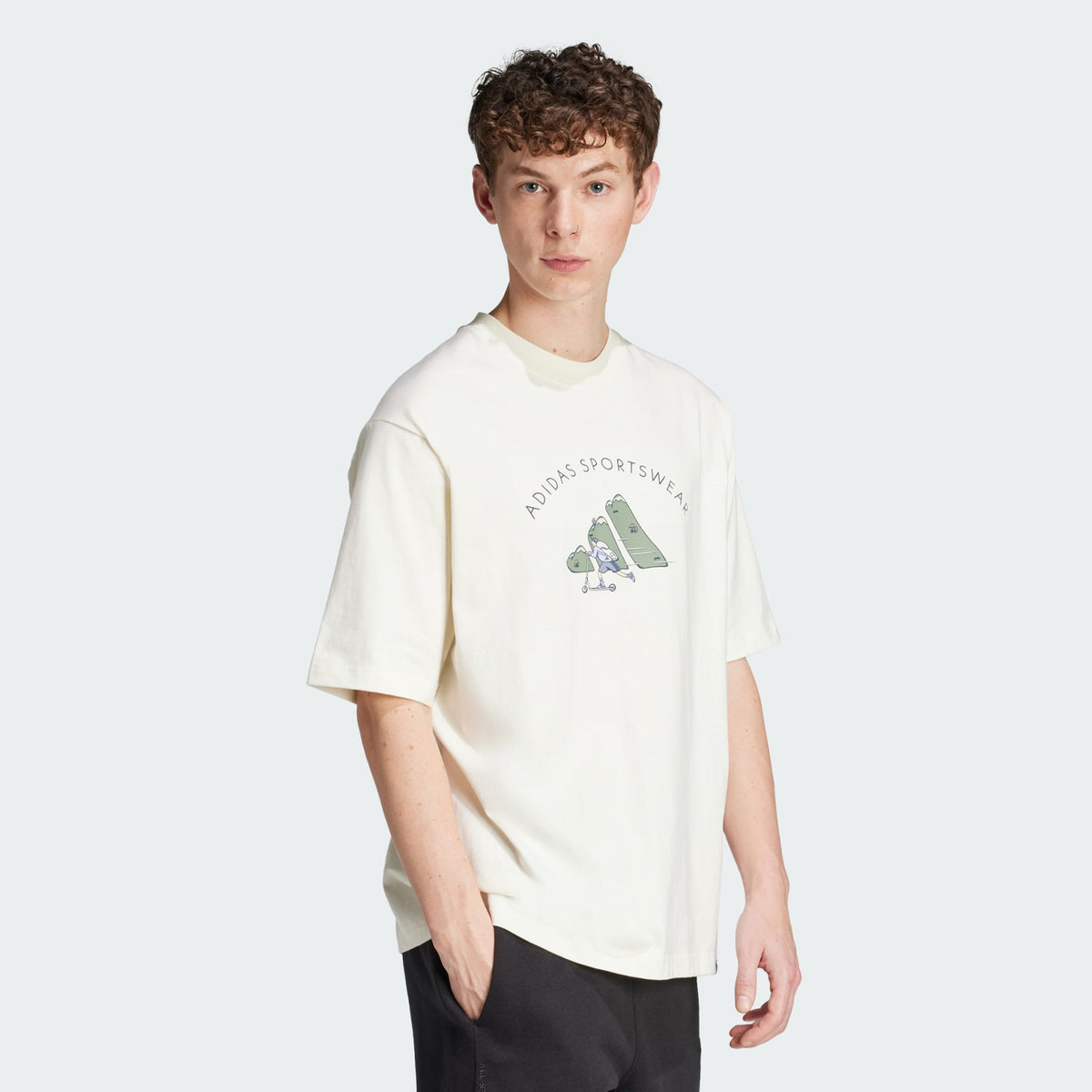 Adidas Codes Doodle Scooter Graphic Tee Off White