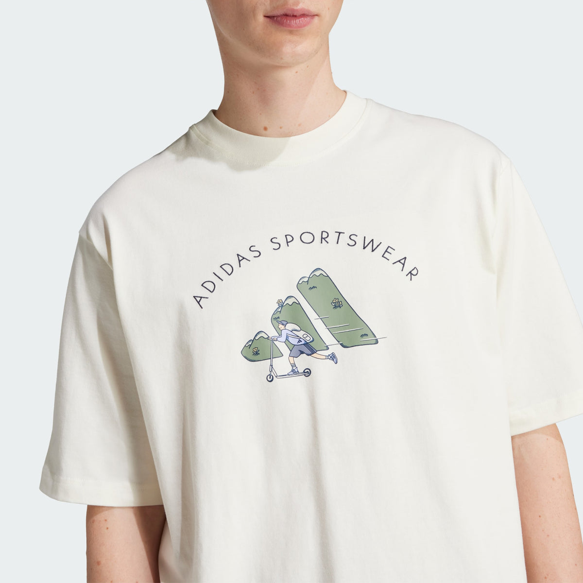 Adidas Codes Doodle Scooter Graphic Tee Off White