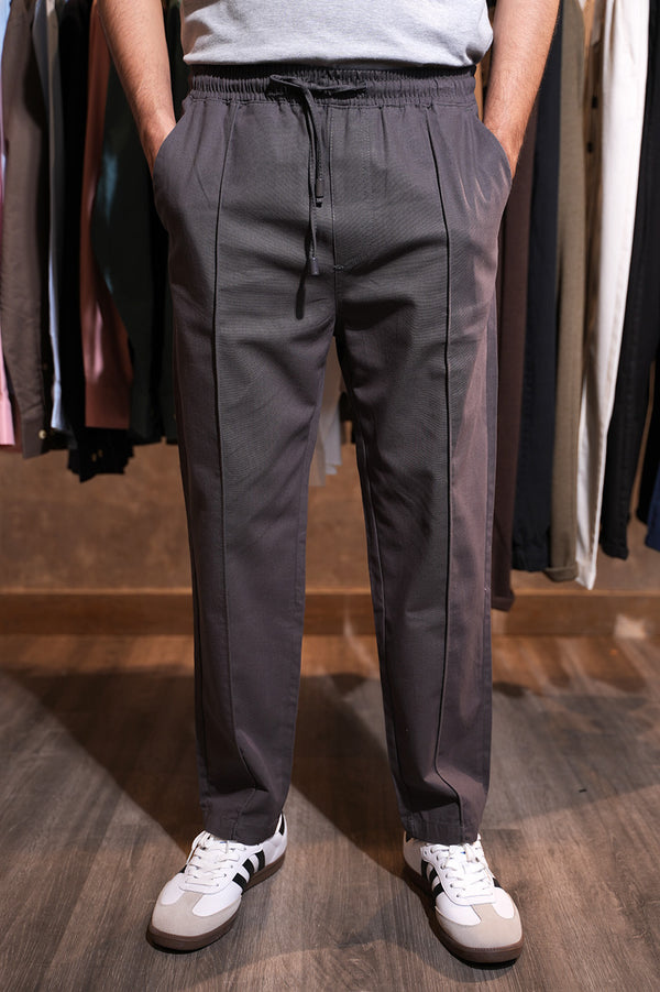 Z.R Linen Cotton Pleated Trouser ( Charcoal )