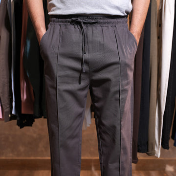 Zara Linen Cotton Pleated Trouser ( Charcoal )