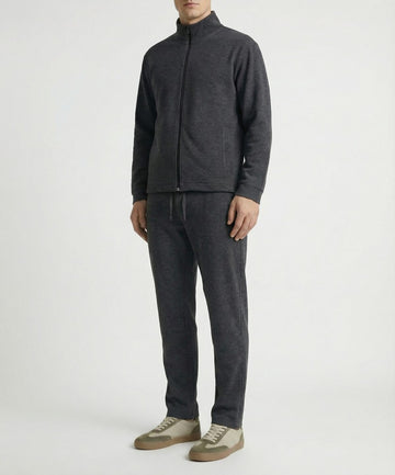 Zara Interlock Easy Care Track Top Pants Charcoal Melange Tracksuit
