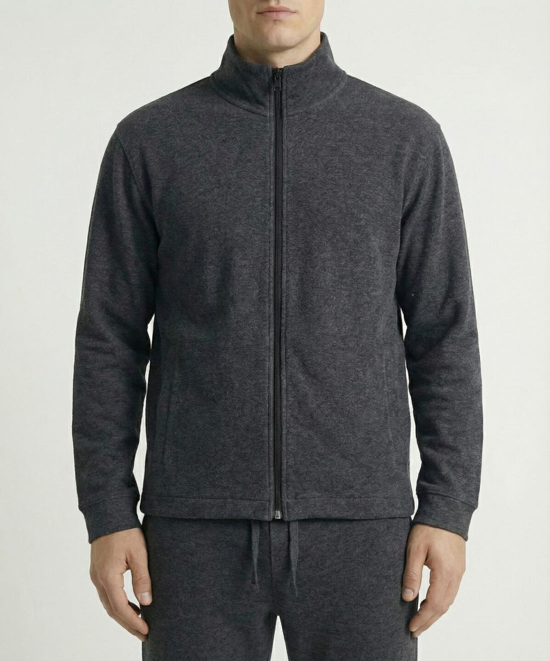 Zara Interlock Easy Care Track Top Pants Charcoal Melange Tracksuit