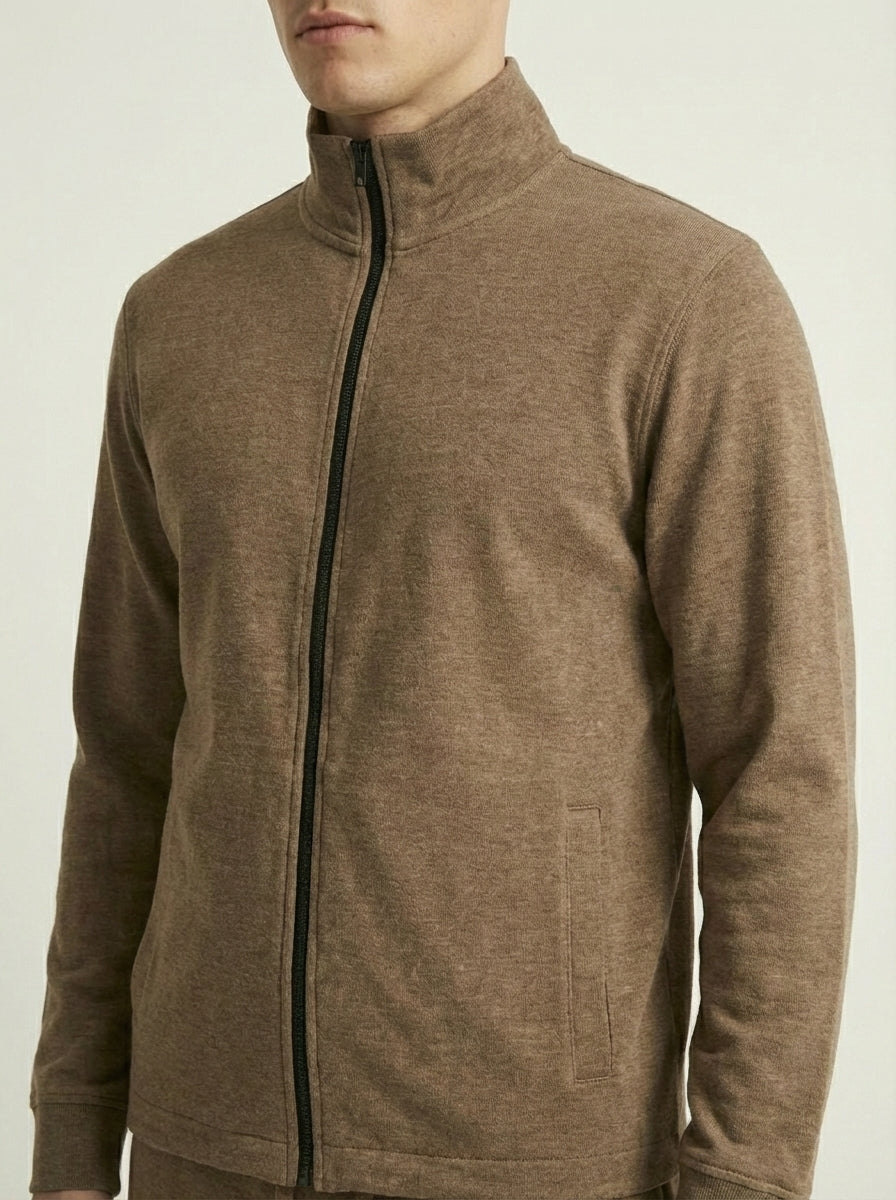 Zara Interlock Easy Care Track Top & Pants – Brown ( Tracksuit )