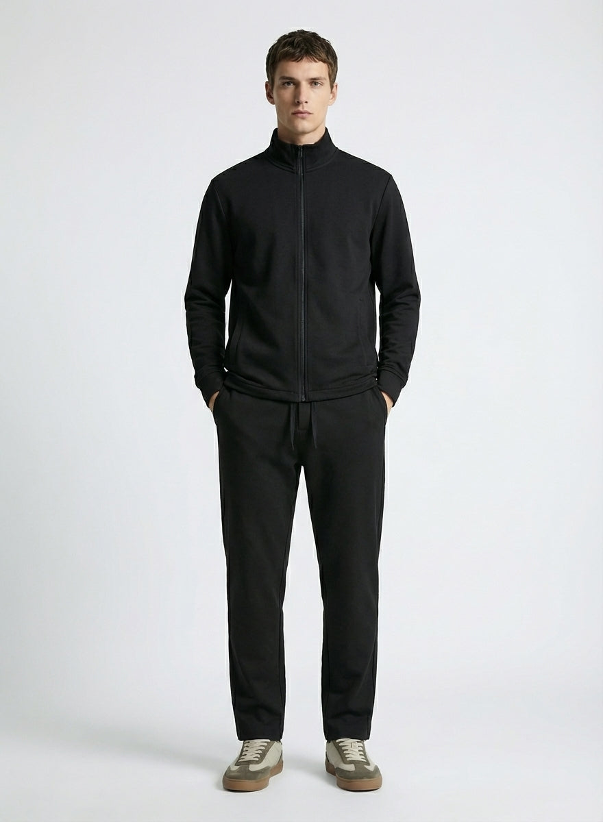 Zara  Interlock Easy Care Track Top & Pants Black Tracksuit