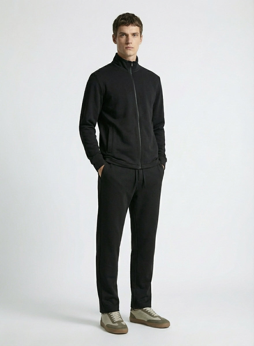 Zara  Interlock Easy Care Track Top & Pants Black Tracksuit