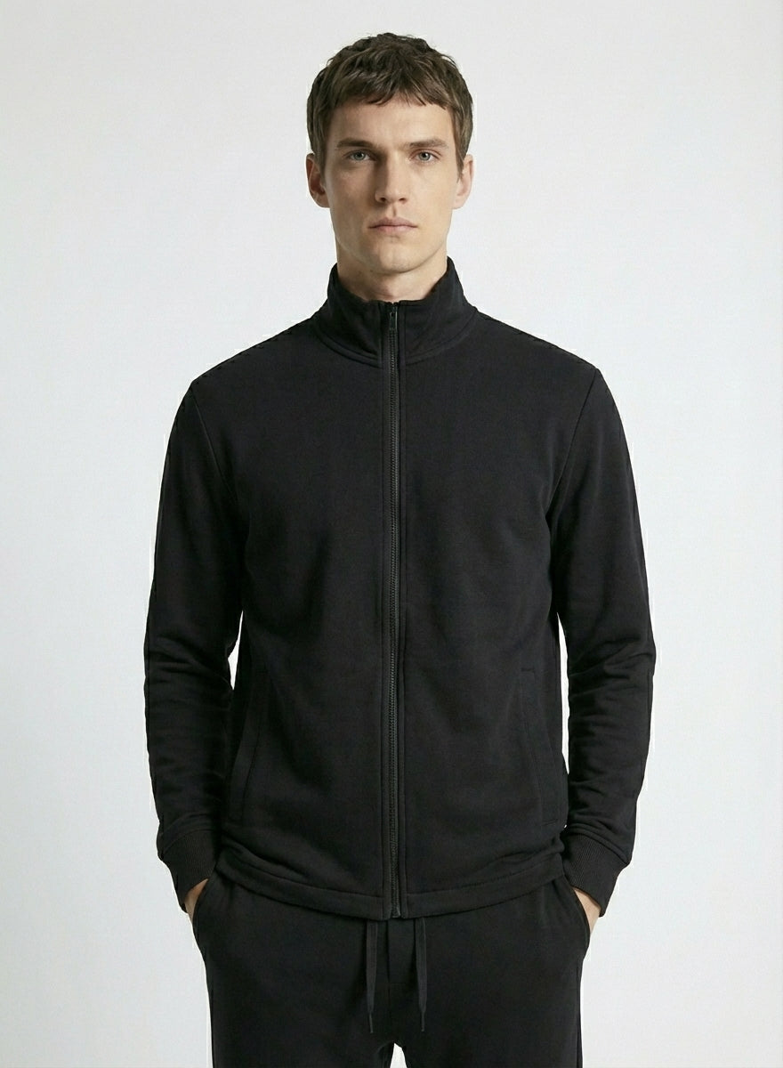 Zara  Interlock Easy Care Track Top & Pants Black Tracksuit