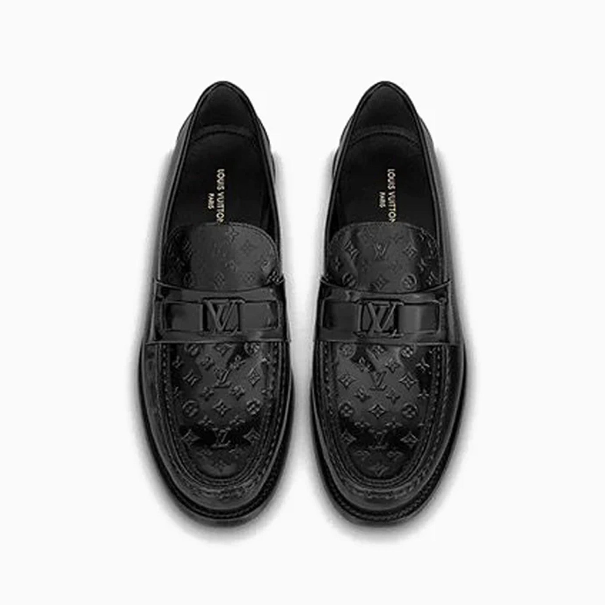 Louis Vuitton Black Embossed Major Loafers