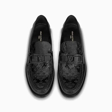 Louis Vuitton Black Embossed Major Loafers