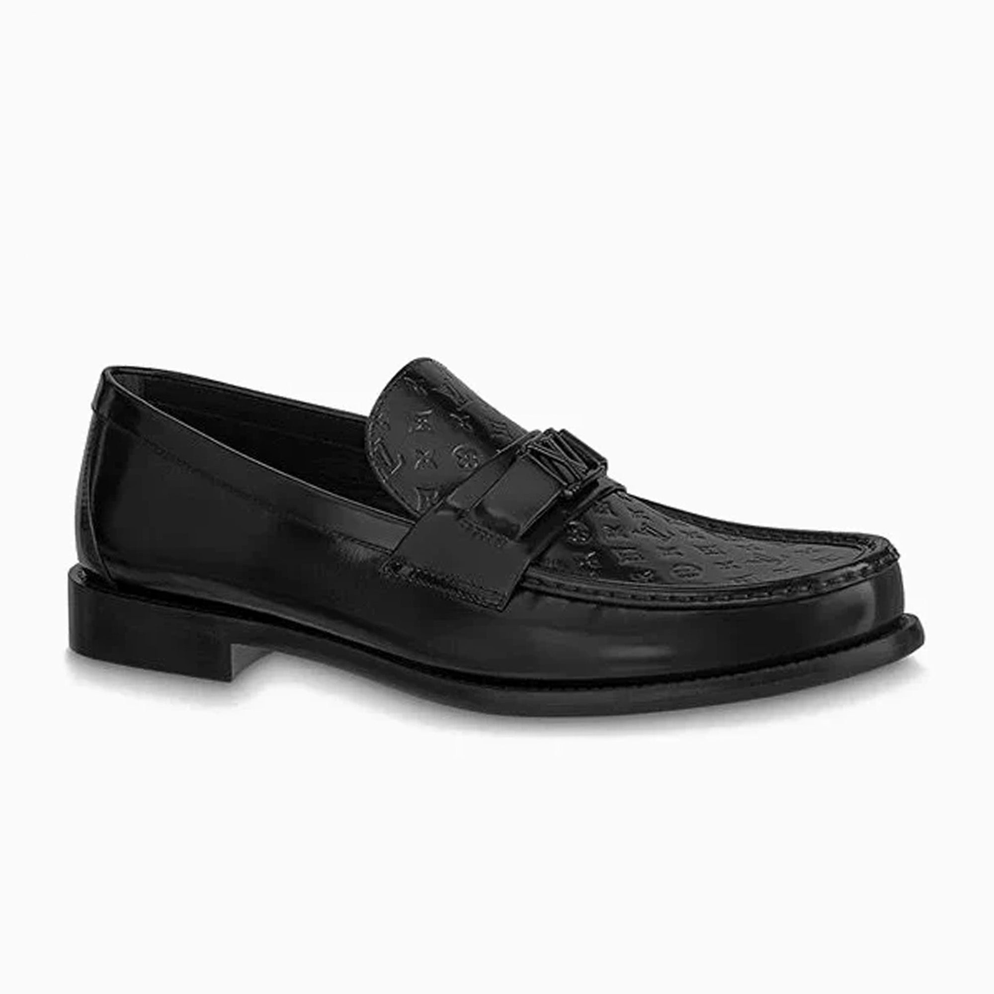 Louis Vuitton Black Embossed Major Loafers
