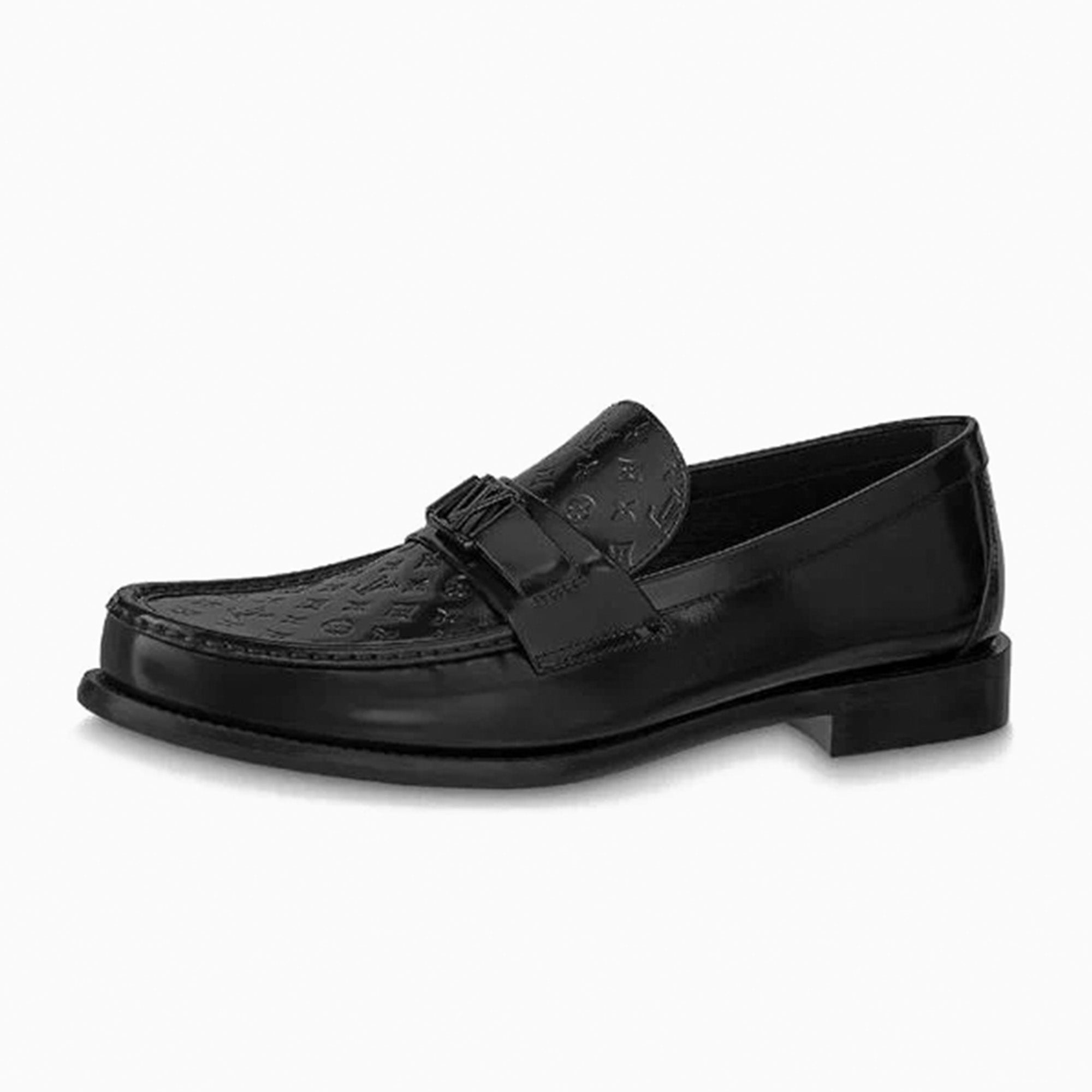 Louis Vuitton Black Embossed Major Loafers