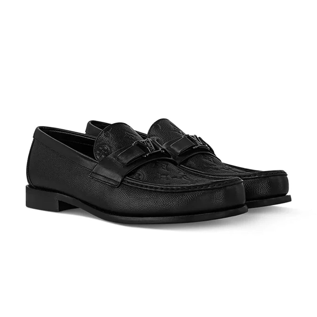 L.V Black Monogram Embossed Major Loafer