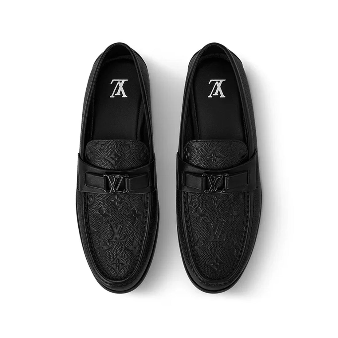 Louis Vuitton Black Monogram Embossed Major Loafer