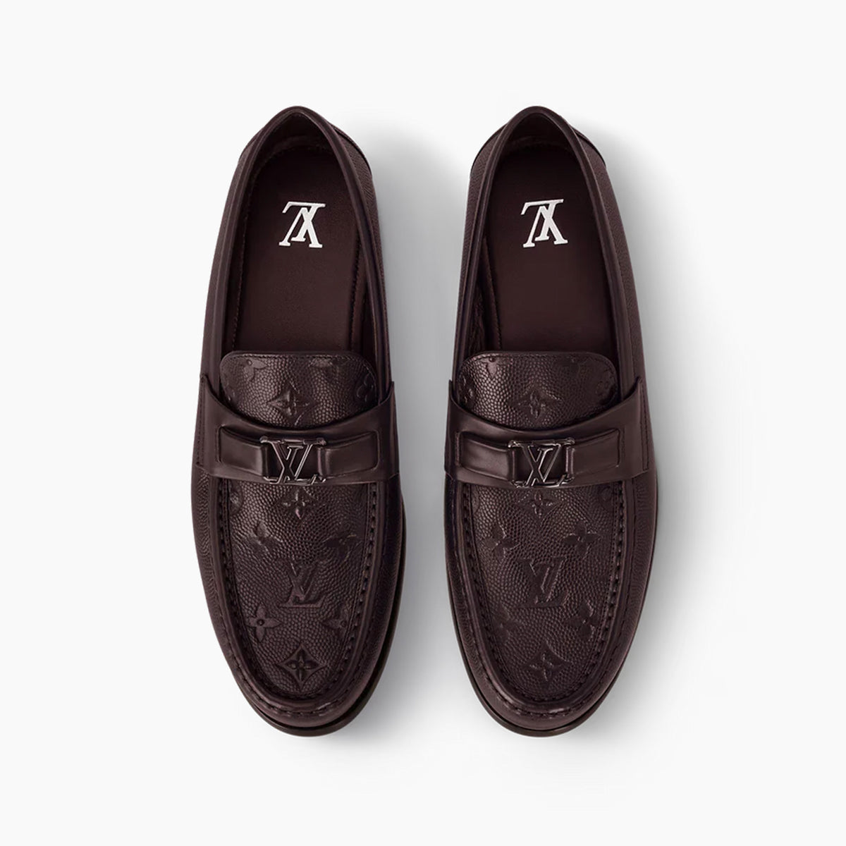 L.V Brown Monogram Embossed Major Loafer