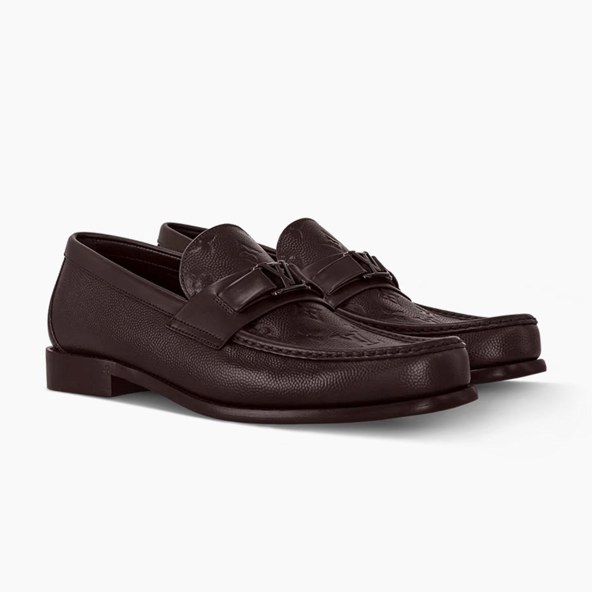 L.V Brown Monogram Embossed Major Loafer