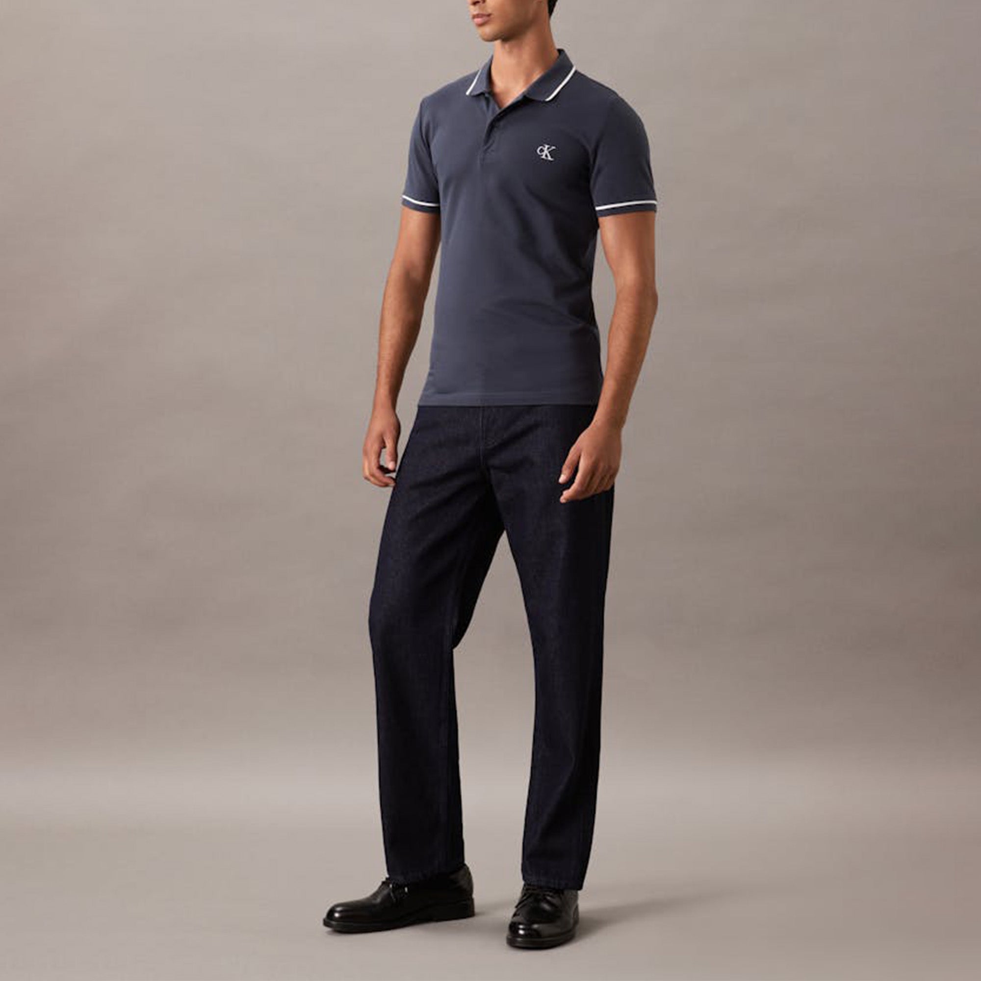 Calvin Klein  Slim Tipping Zinc Polo Shirt