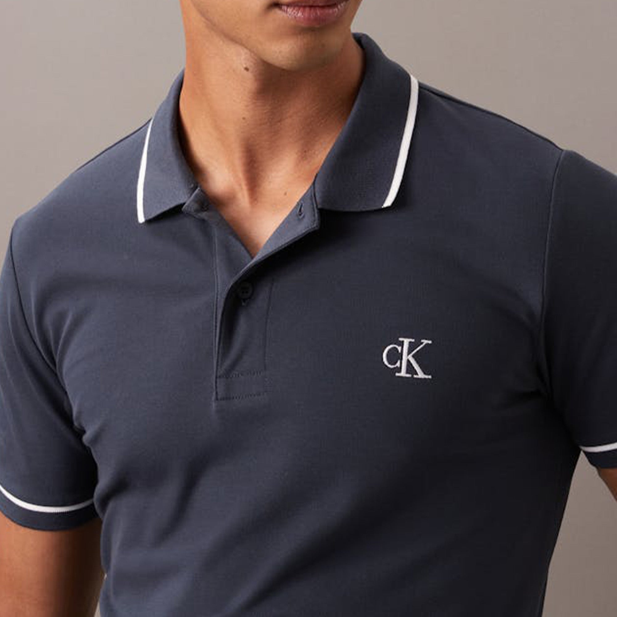 Calvin Klein  Slim Tipping Zinc Polo Shirt