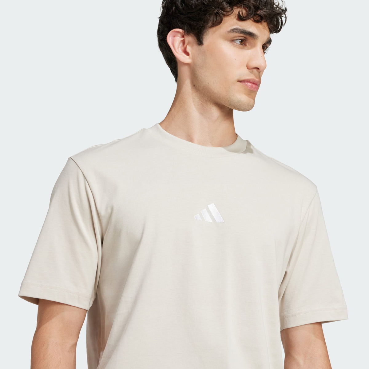 Adidas Essentials Small Logo Single Jersey Tee Beige
