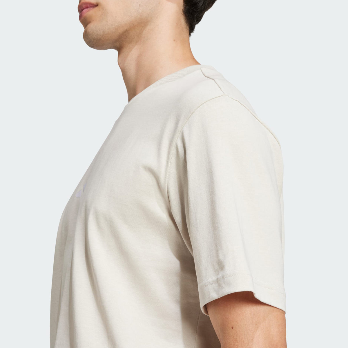 Adidas Essentials Small Logo Single Jersey Tee Beige