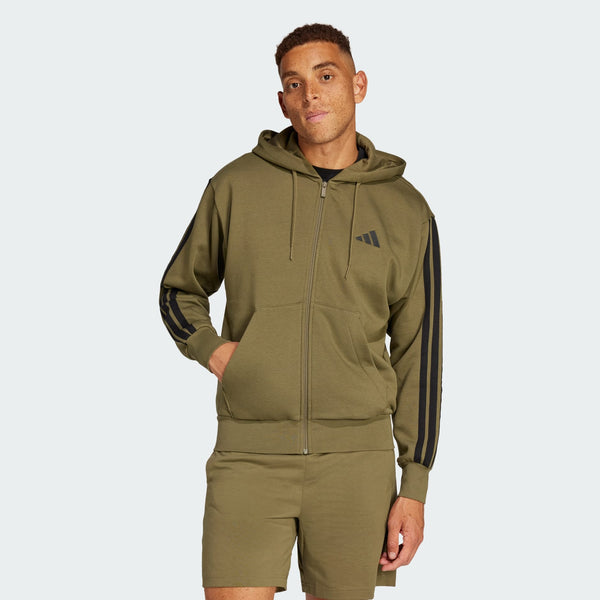 AD Men  Clothing Essentials 3-Stripes Fleece Hoodie Olive