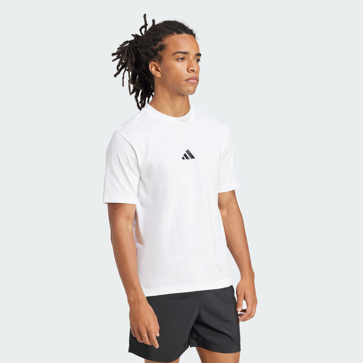 Adidas Essentials Small Logo Single Jersey Tee White
