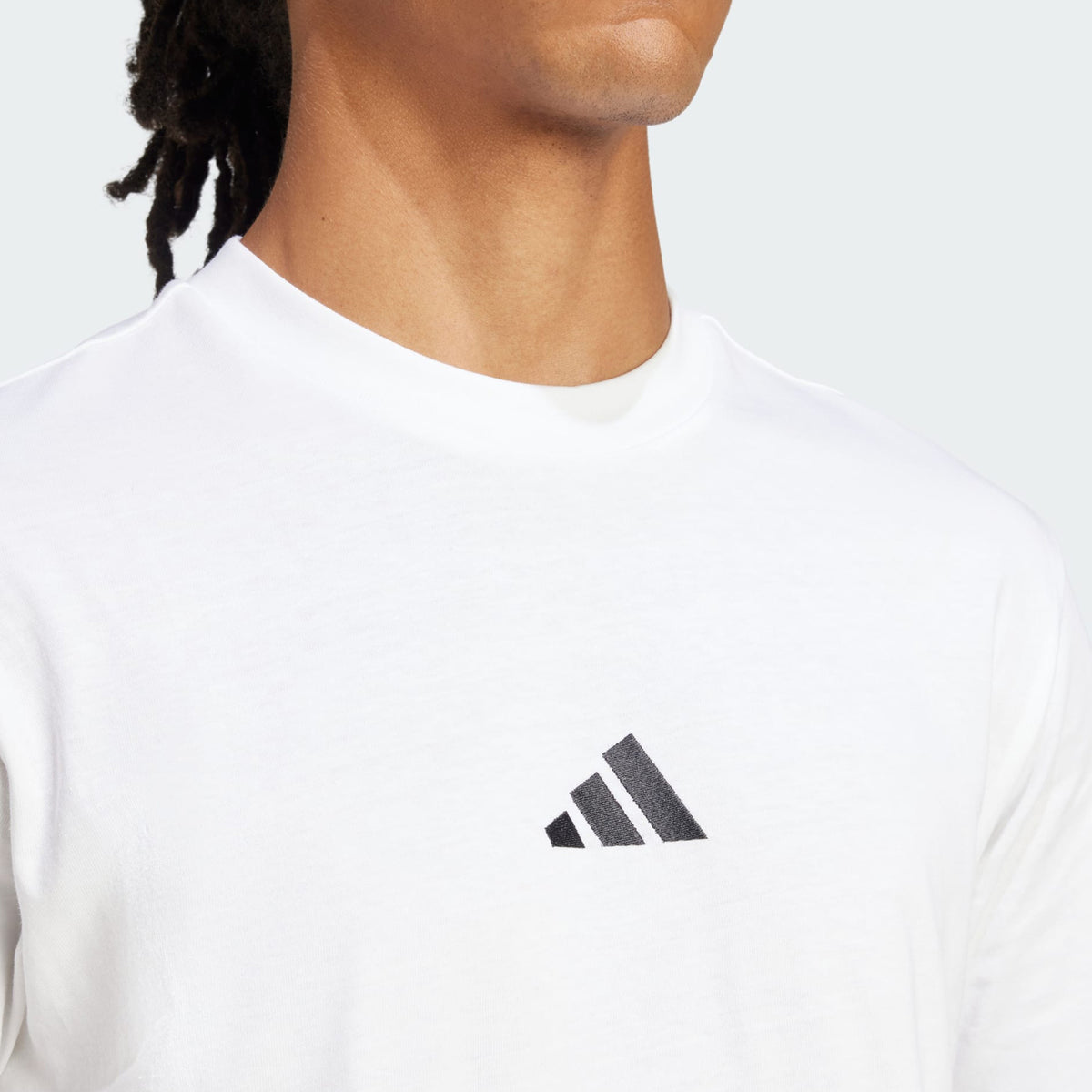 Adidas Essentials Small Logo Single Jersey Tee White