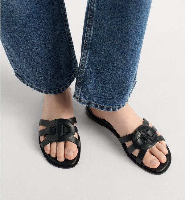 D-Club Slide ( Black Calfskin )