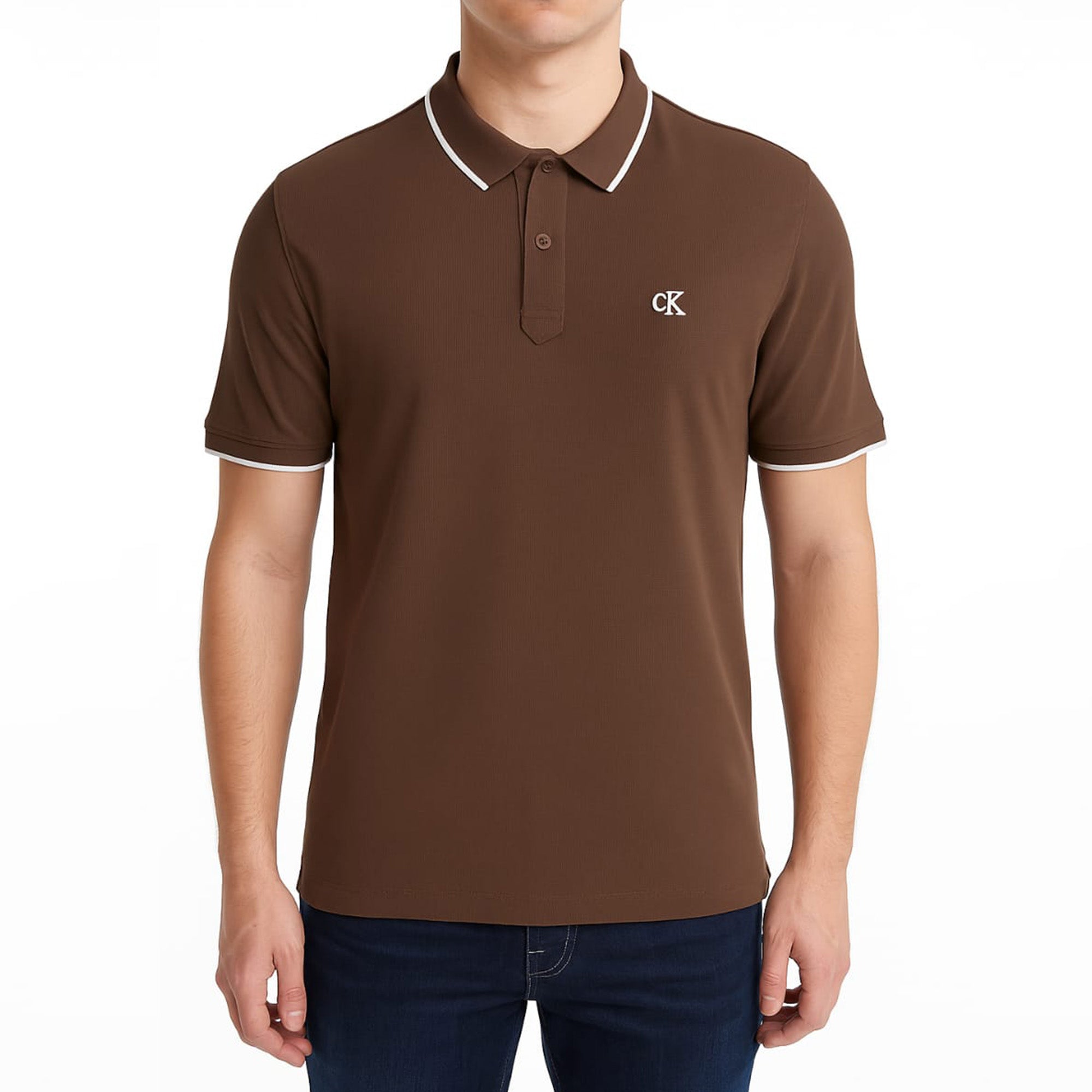 Calvin Klein Brown Iconic Mesh Polo