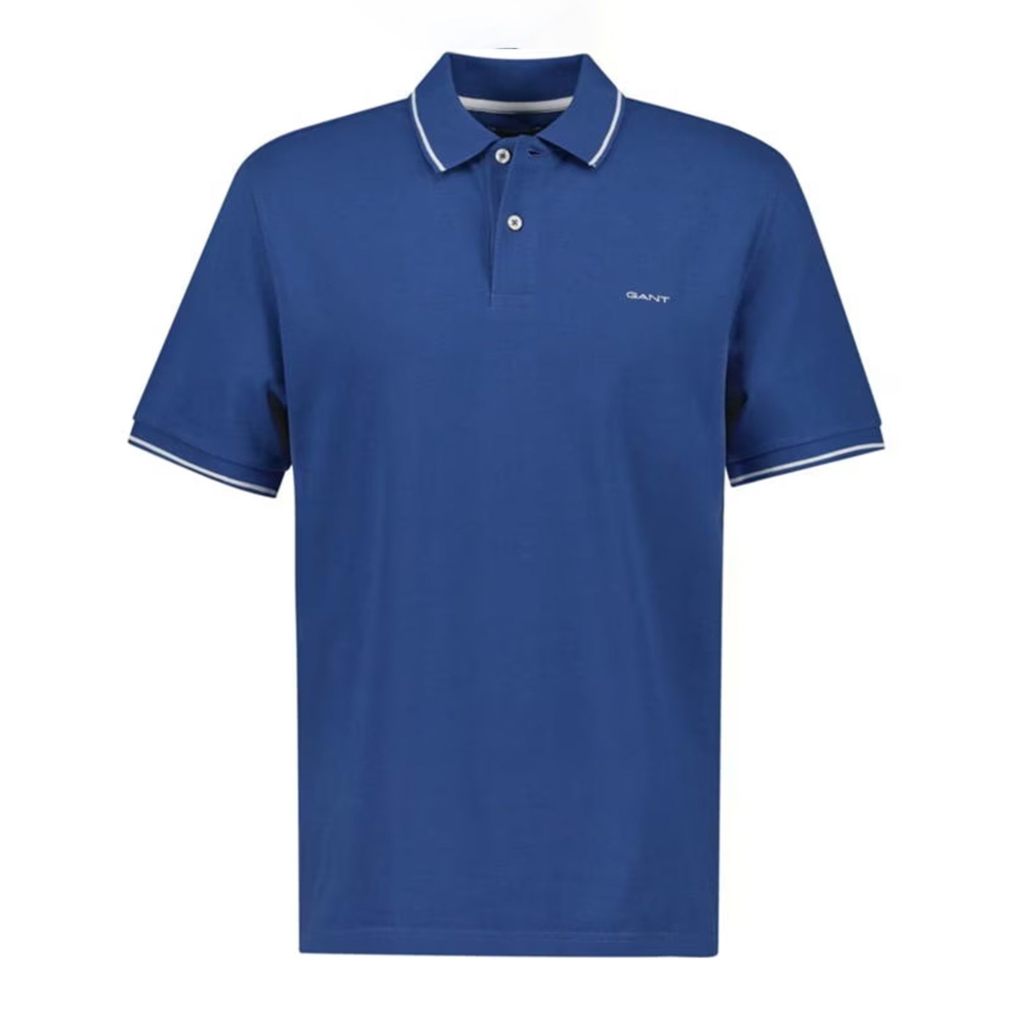 GANT Tipped Pique Blue Slim Fit Polo Shirt