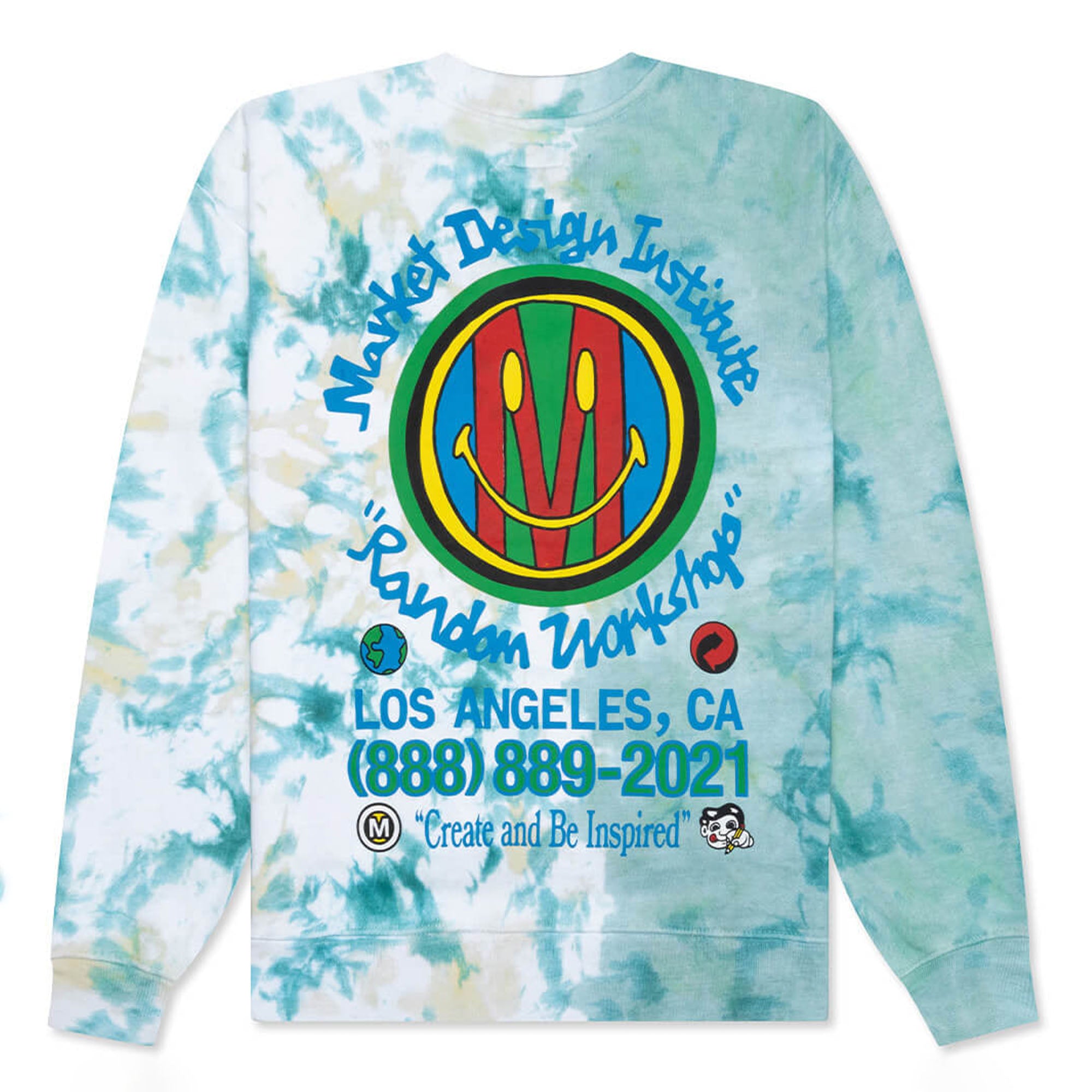 Market Smiley Design Institute Tie Dye Crewneck Sweatshirt - Two Tie Dye