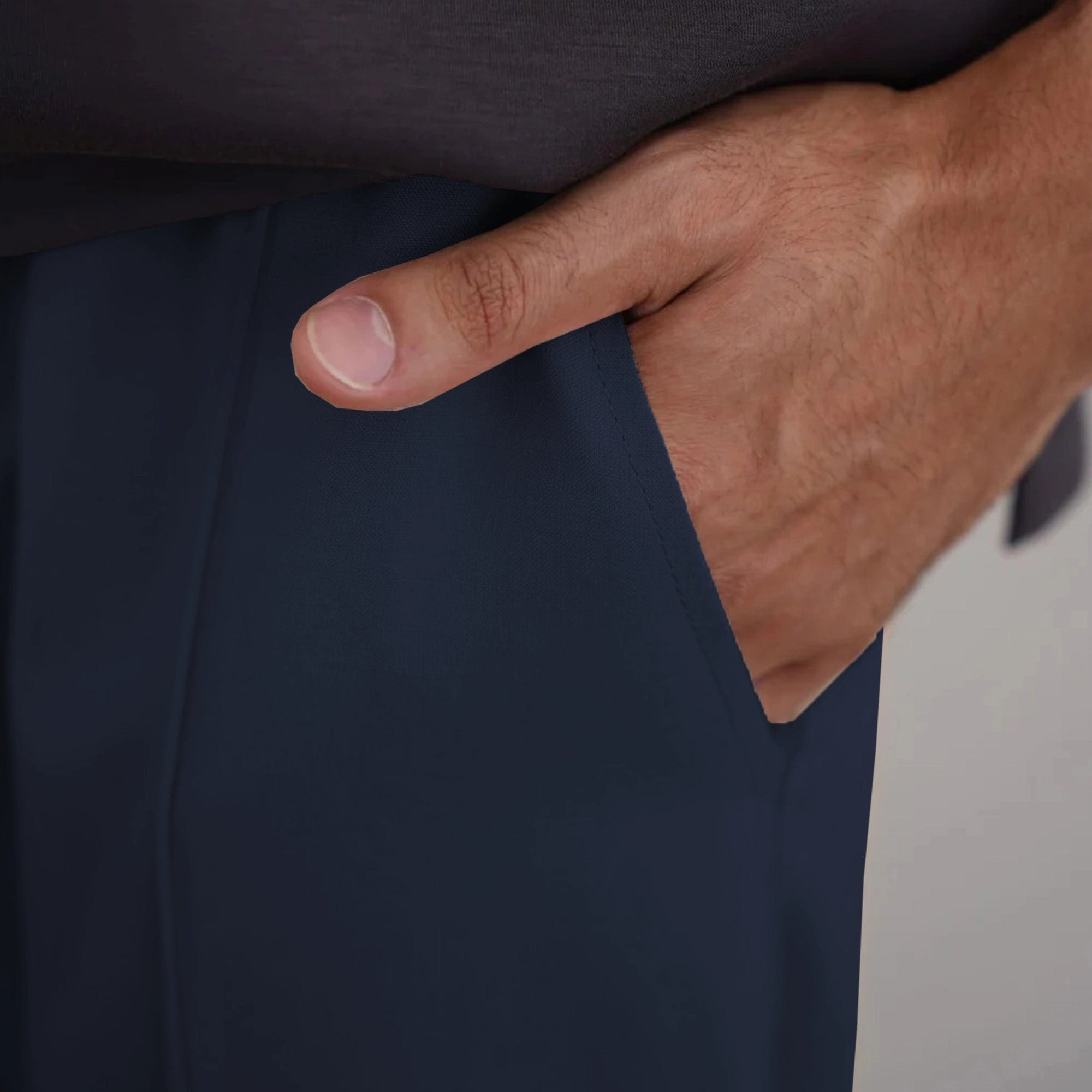 Zara Linen Cotton Pleated Trouser ( Navy Blue )