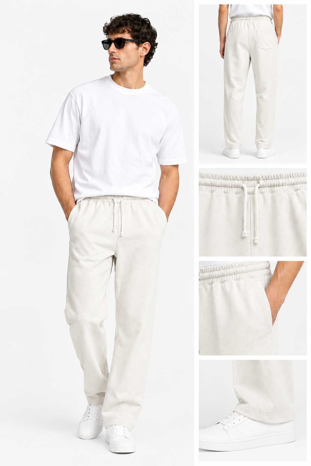 Zara Men's Lycra interlock relaxed fit trousers Off White