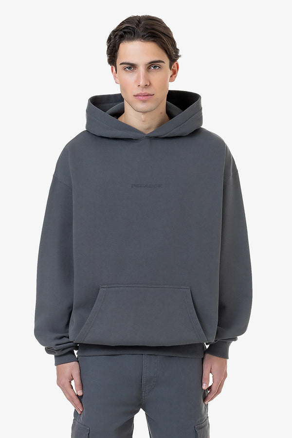 PGDOR Colne Logo Oversized Hoodie Washed Anthracite