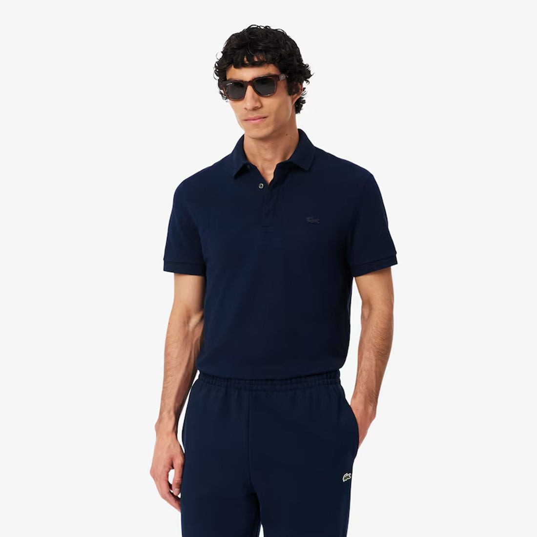 Lacoste Regular Fit Paris Stretch Piqué Polo Shirt Navy Blue