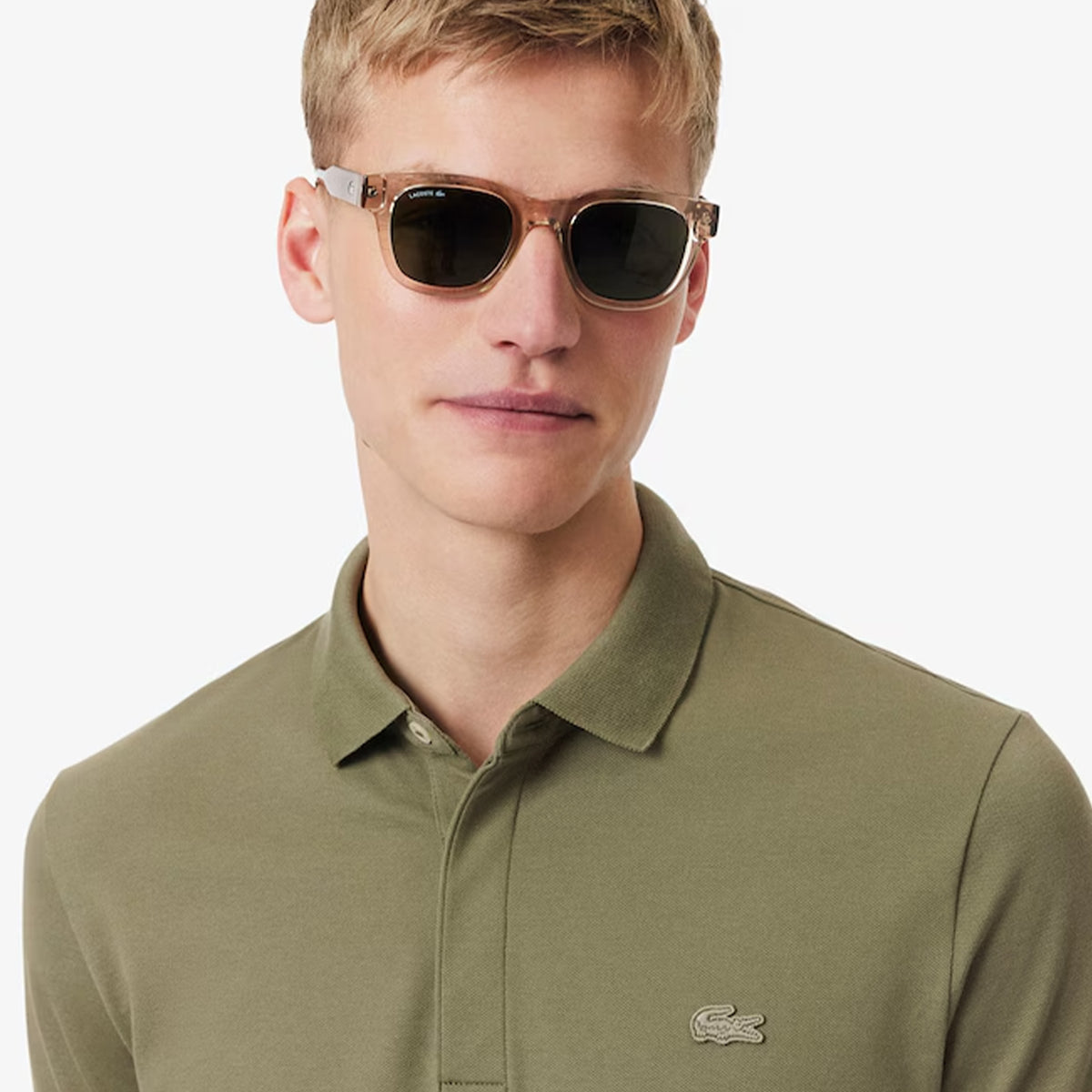 Lacoste Regular Fit Paris Stretch Piqué Polo Shirt Khaki Green