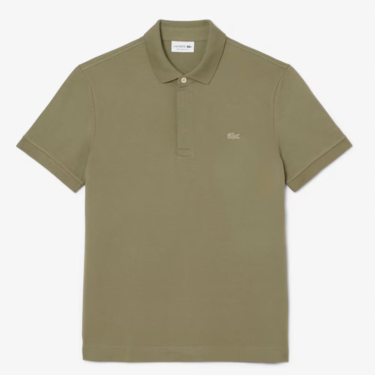 Lacoste Regular Fit Paris Stretch Piqué Polo Shirt Khaki Green