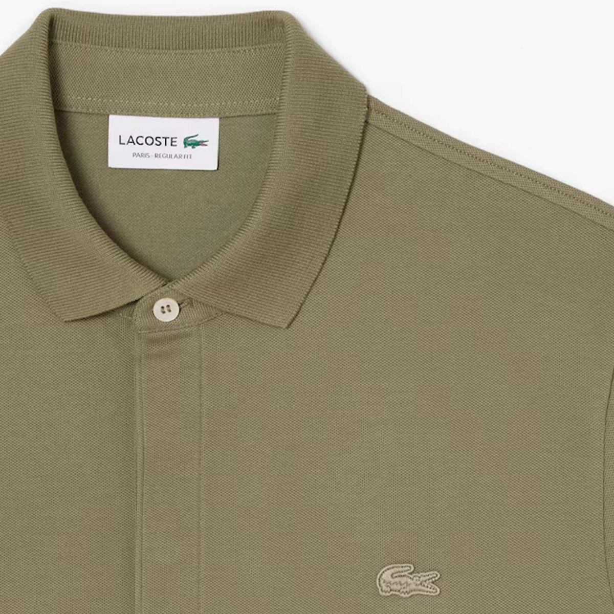 Lacoste Regular Fit Paris Stretch Piqué Polo Shirt Khaki Green