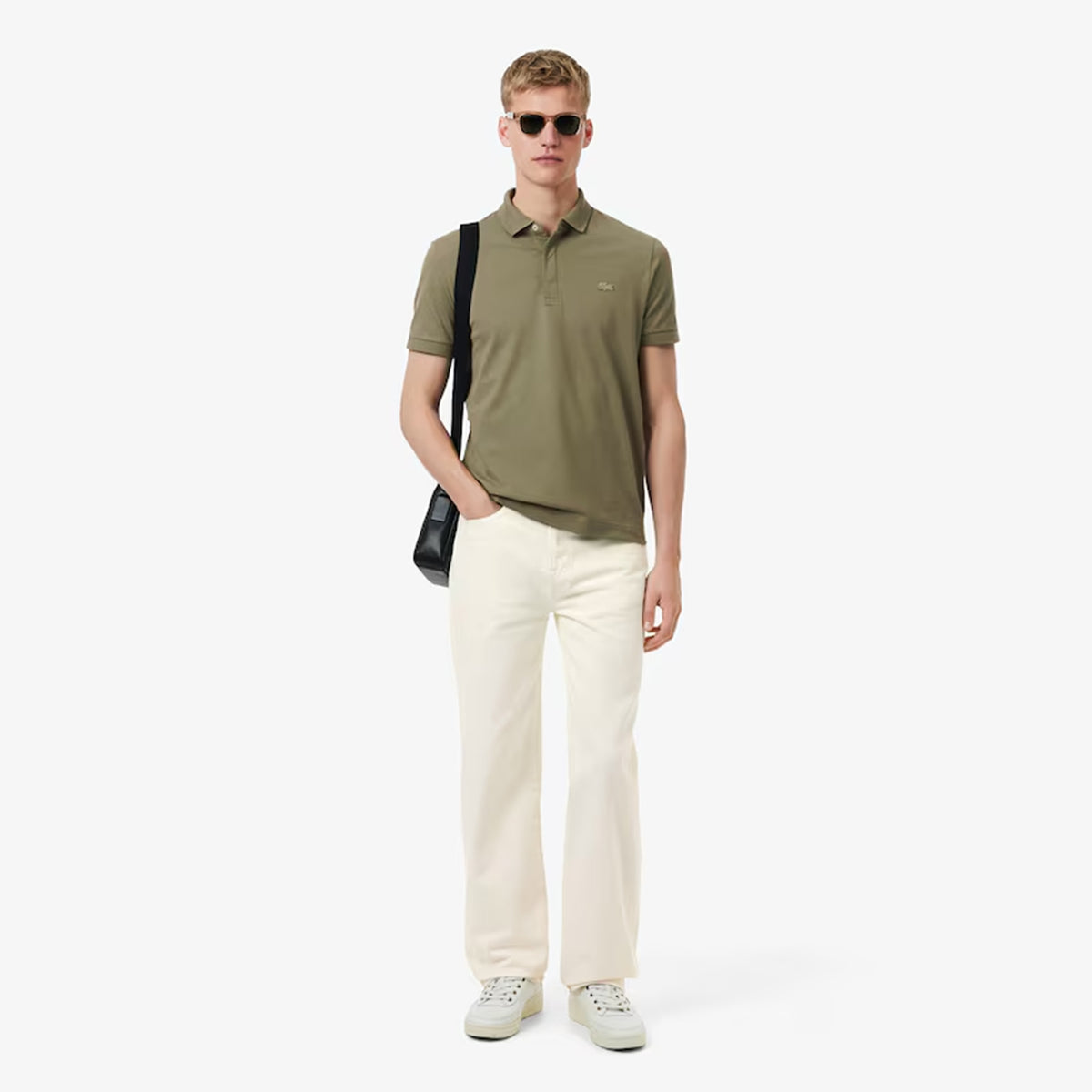 Lacoste Regular Fit Paris Stretch Piqué Polo Shirt Khaki Green