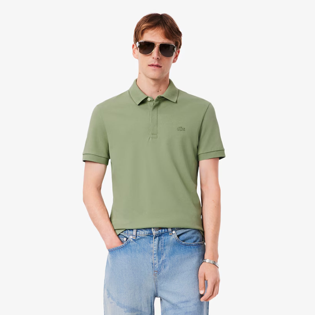 Lacoste Regular Fit Paris Stretch Piqué Polo Shirt Soge Green