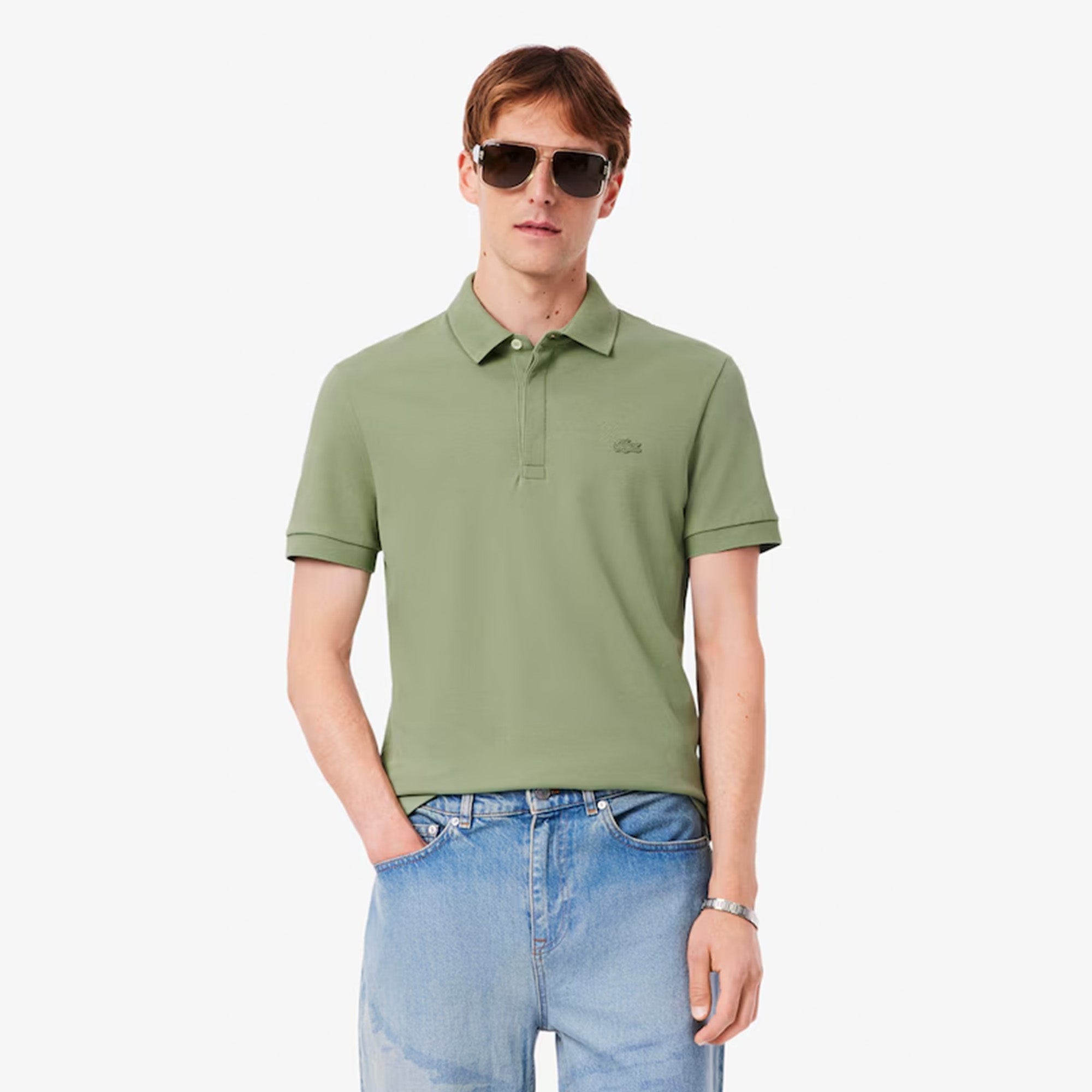 Lacoste Regular Fit Paris Stretch Piqué Polo Shirt Soge Green