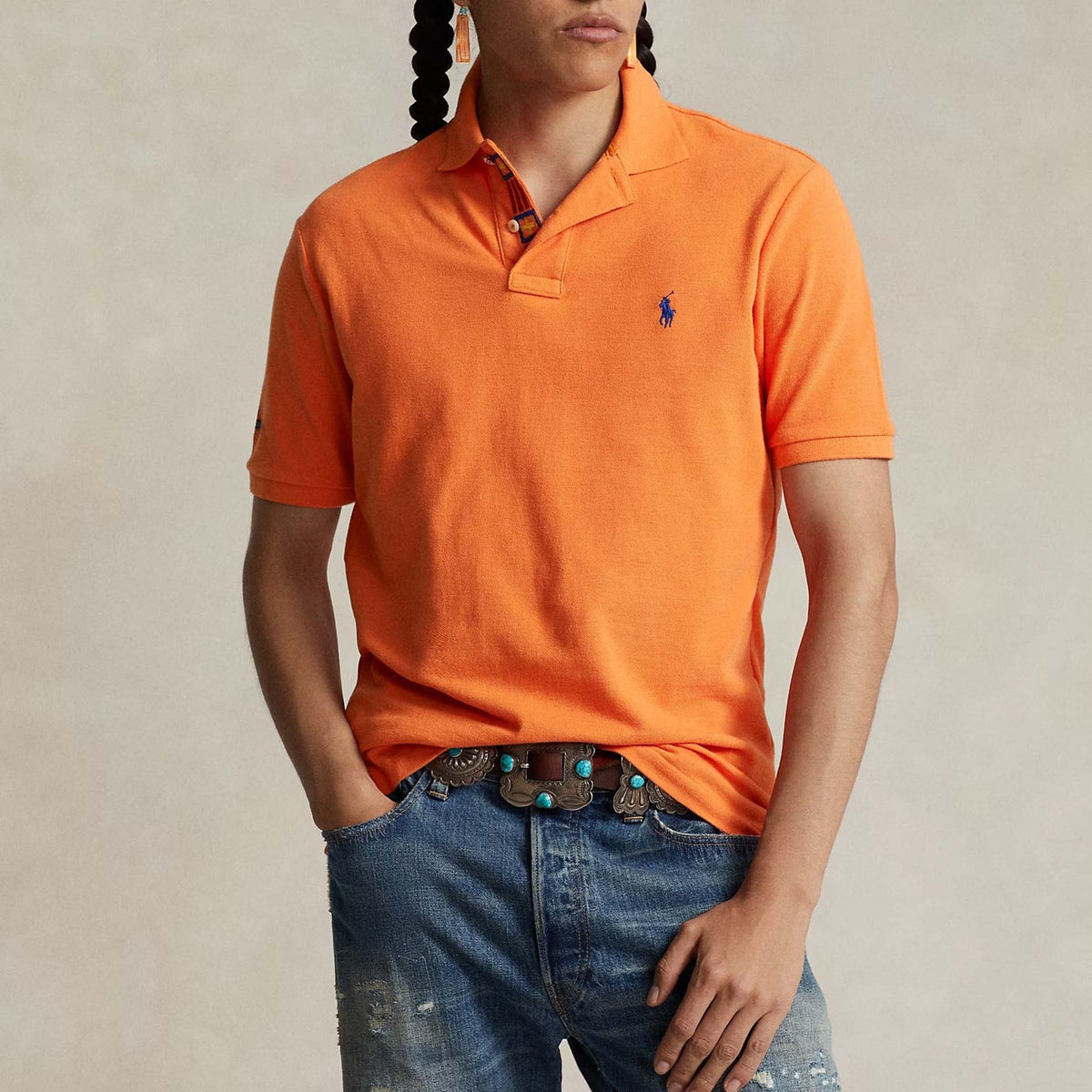 PRL - x Naiomi Glasses Mesh Polo Shirt - Orange