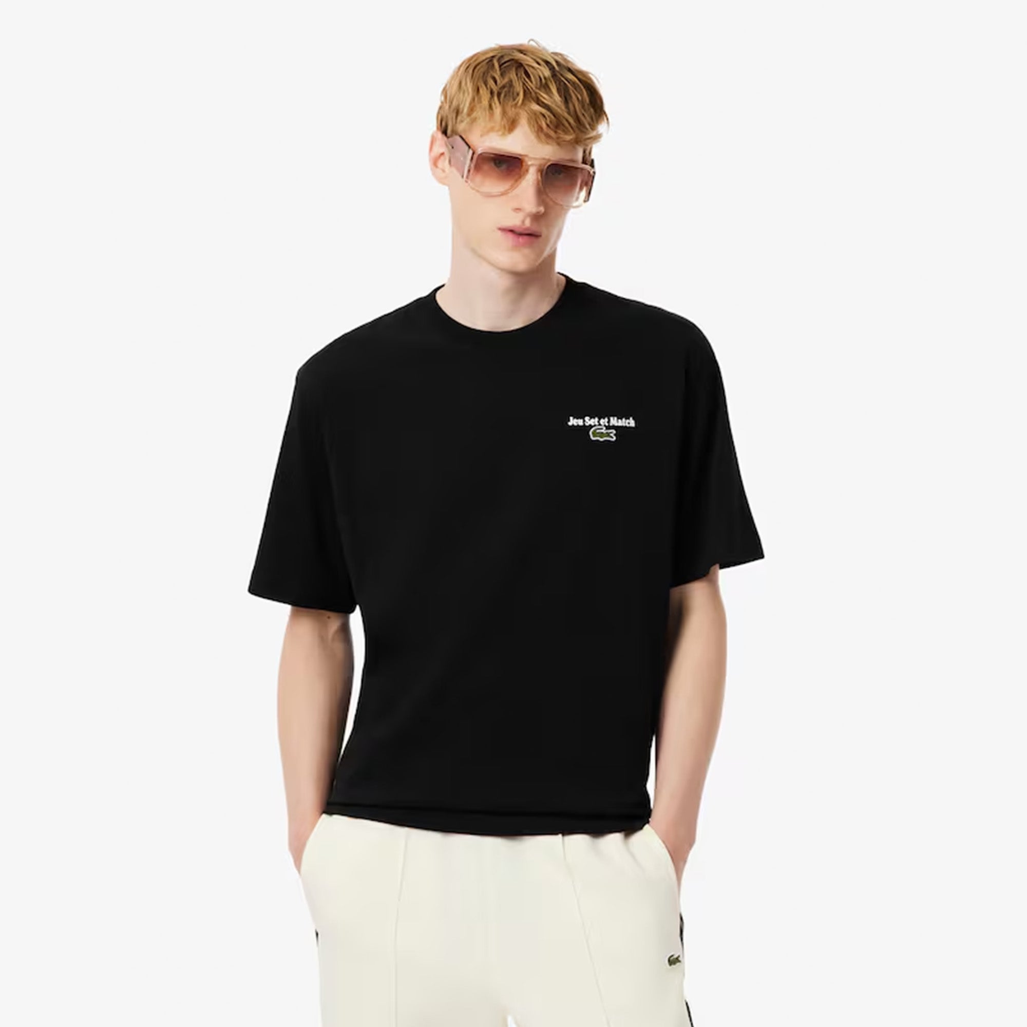 Lacoste Loose Fit Heavy Jersey Printed T-shirt Black