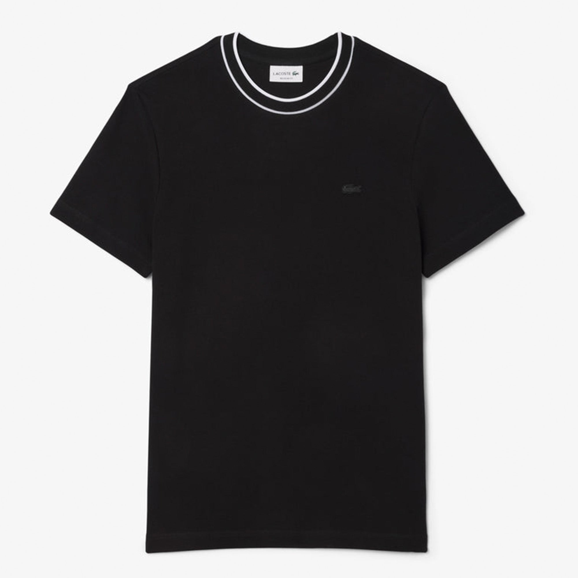 Lacoste Stretch piqué stripe collar t-shirt Black