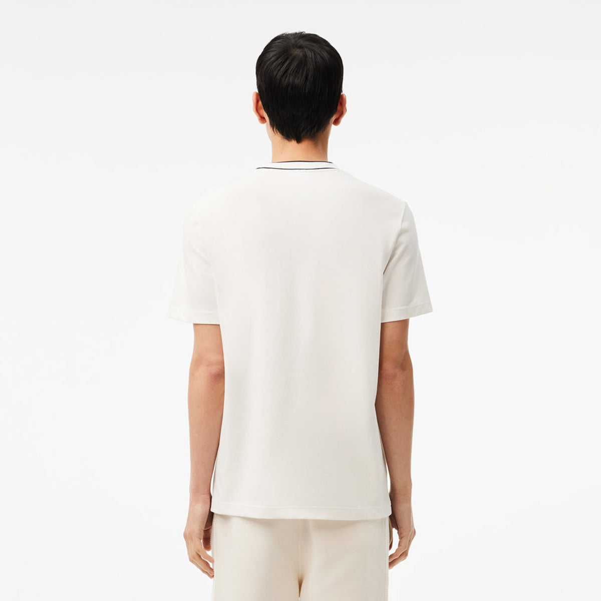 Lacoste Stretch piqué stripe collar t-shirt Beige