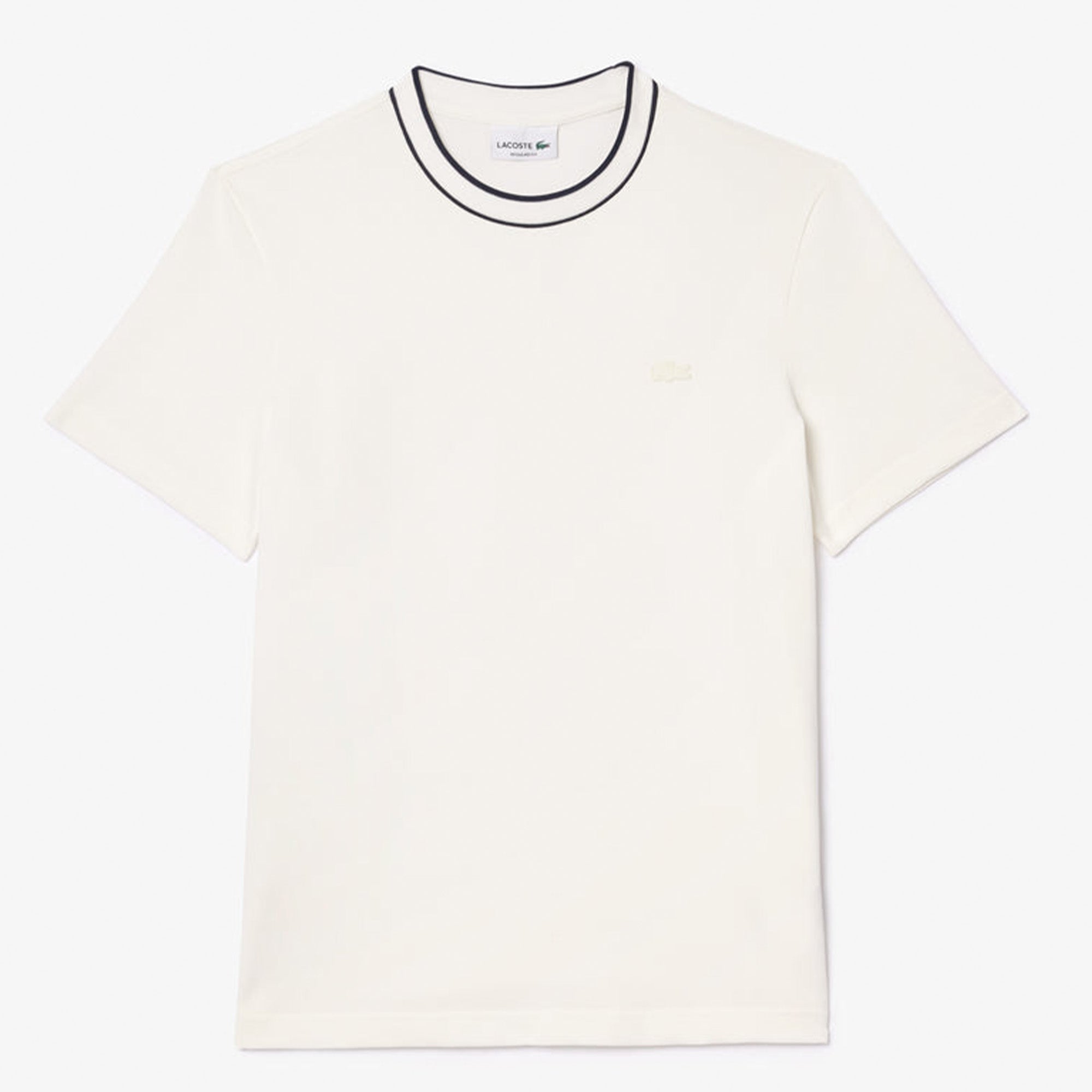 Lacoste Stretch piqué stripe collar t-shirt Beige