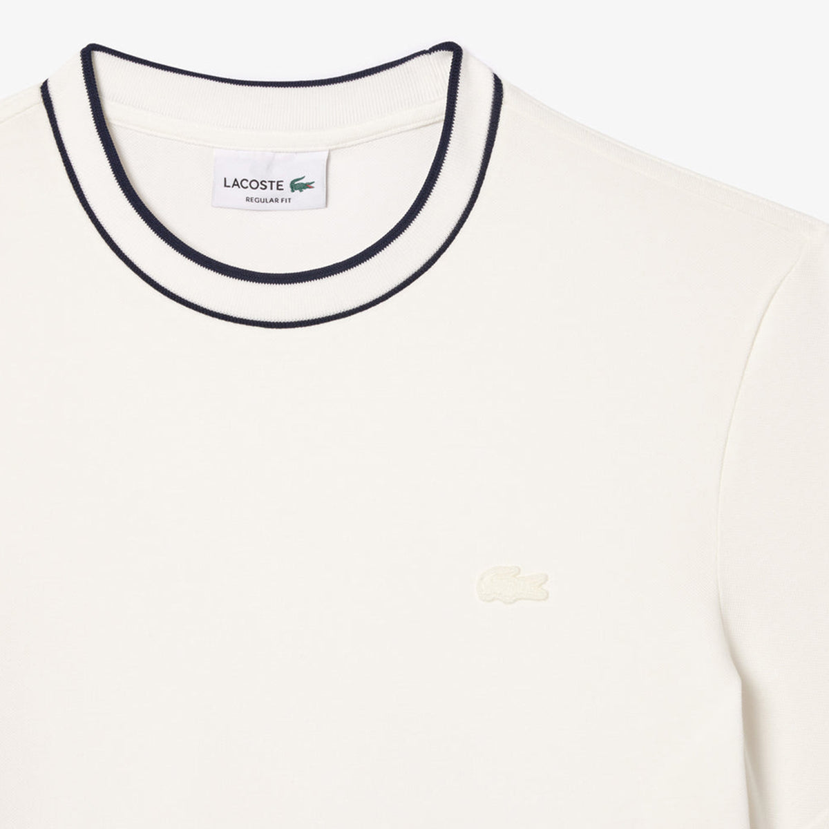 Lacoste Stretch piqué stripe collar t-shirt Beige