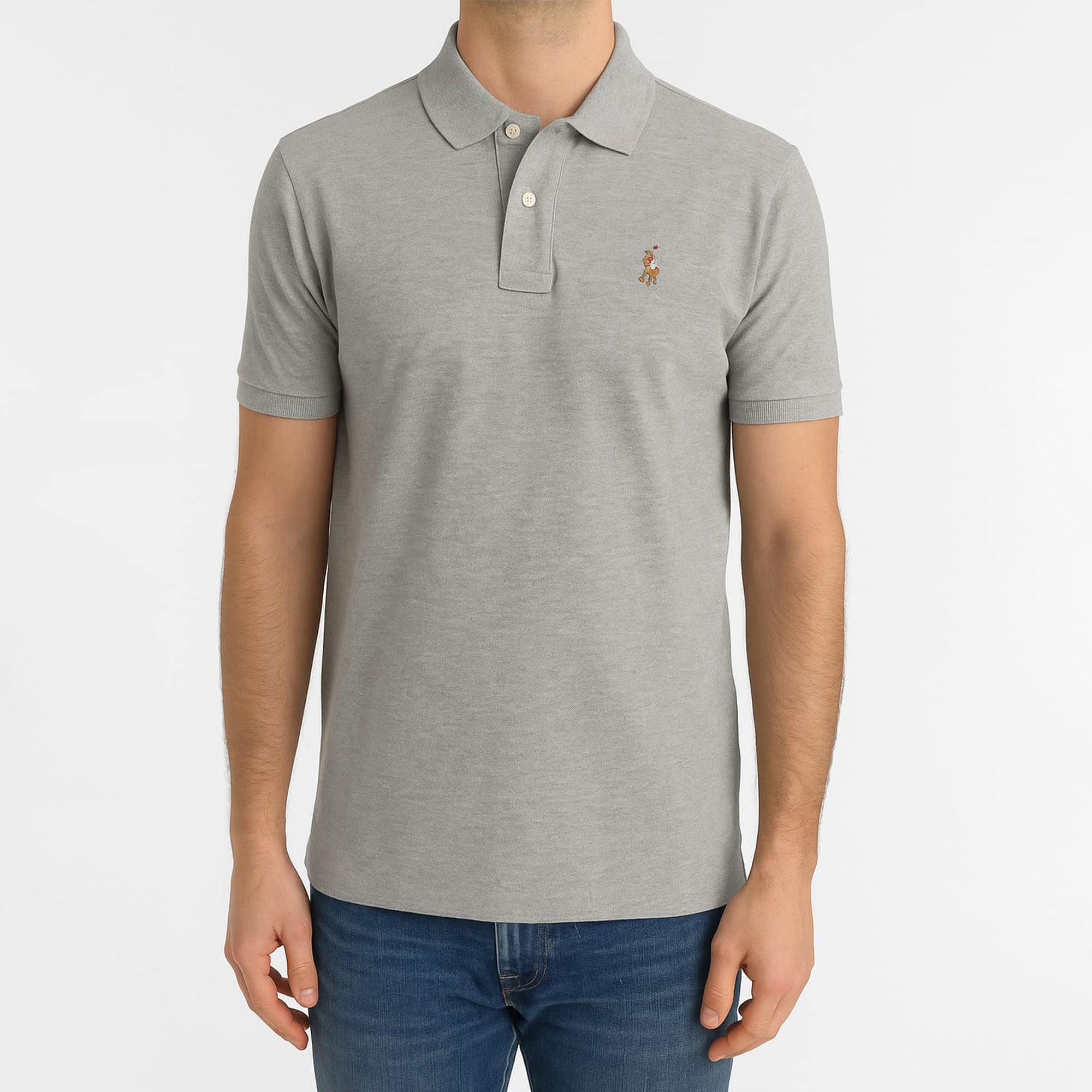 Ralph Lauren Iconic Mesh Half Sleeve Gray Polo