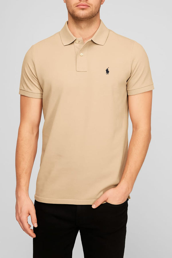 RL Beige/Block Logo Polo Shirt