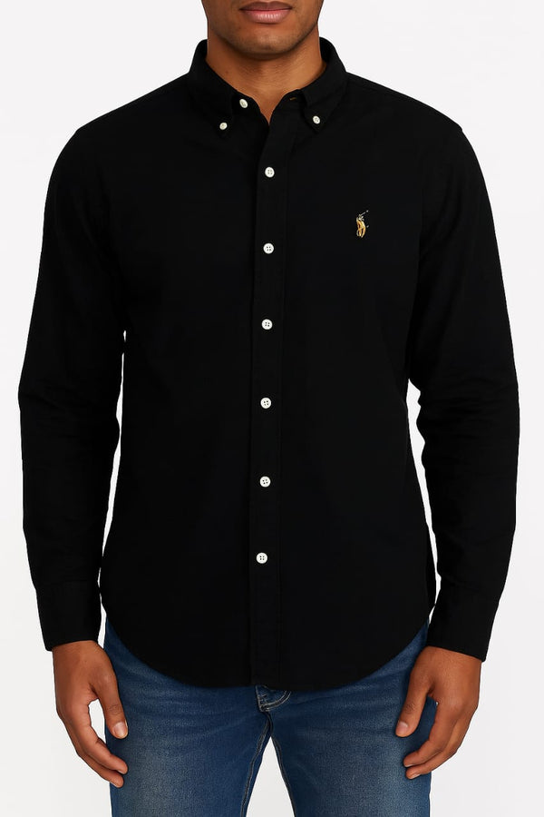 RL Knit Oxford Black Shirt